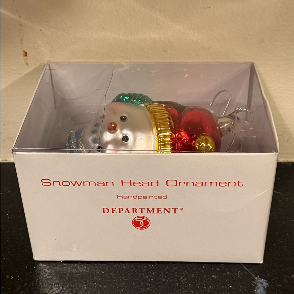 Dept 56 Snowman Head Mercury Glass Christmas Ornament In Box - Picture 4 of 5